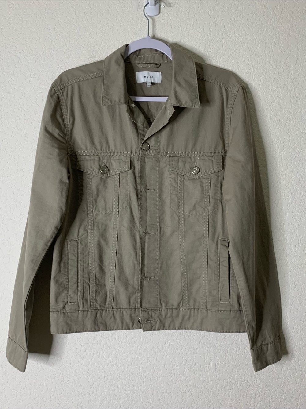Reiss Mens gray/ brown Surrey Denim Trucker Jacket S